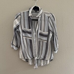 Patterned Striped Blouse - Black and White
